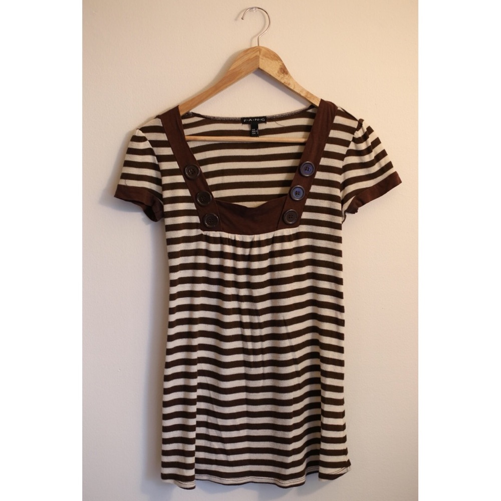 Brown and cream striped shirt